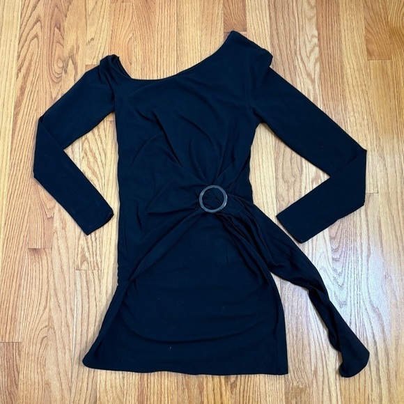 FREE PEOPLE Frankie Draped Asymmetrical Fitted Mini Dress Medium - Picture 2 of 15